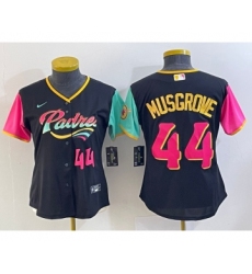 Women's San Diego Padres #44 Joe Musgrove Number Black 2022 City Connect Cool Base Stitched Jersey