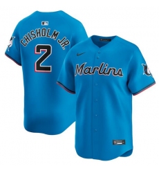 Men's Miami Marlins #2 Jazz Chisholm Jr. Blue Limited Stitched Baseball Jersey