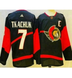 Men's Ottawa Senators #7 Brady Tkachuk Black 2022 Reverse Retro Authentic Jersey