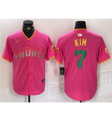 Men's San Diego Padres #7 Ha-Seong Kim Pink Cool Base Stitched Baseball Jersey