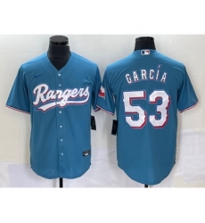 Men's Nike Texas Rangers #53 Adolis Garcia Light Blue Cool Base Stitched Baseball Jersey