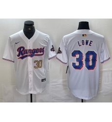 Men's Texas Rangers #30 Nathaniel Lowe Number White 2024 Gold Collection Limited Cool Base Jersey