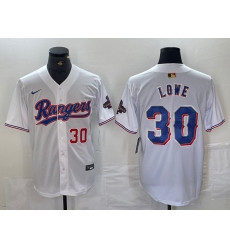 Men's Texas Rangers #30 Nathaniel Lowe Number White 2024 Gold Collection Limited Cool Base Jerseys