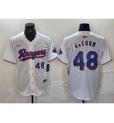 Men's Texas Rangers #48 Jacob deGrom Number White 2024 Gold Collection Limited Cool Base Jersey