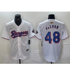 Men's Texas Rangers #48 Jacob deGrom White 2024 Gold Collection Limited Cool Base Jersey