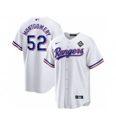 Men's Texas Rangers #52 Jordan Montgomery White 2023 World Series Stitched Baseball Jersey