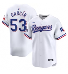 Men's Texas Rangers #53 Adolis García Nike White Home 2023 World Series Champions Limited Jersey