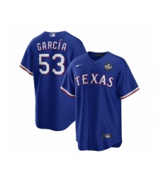 Men's Texas Rangers #53 Adolis García Royal 2023 World Series Stitched Baseball Jersey