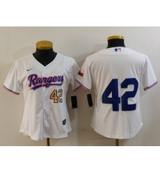 Women's Texas Rangers #42 Jackie Robinson White Cool Base Stitched Baseball Jerseys