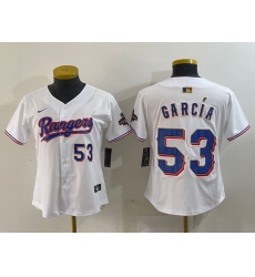 Women's Texas Rangers #53 Adolis Garcia Number White 2024 Gold Collection Limited Cool Base Jerseys