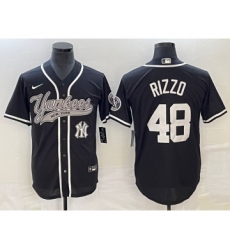 Men's New York Yankees #48 Anthony Rizzo Black Cool Base Stitched Baseball Jersey