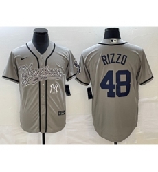 Men's New York Yankees #48 Anthony Rizzo Gray Cool Base Stitched Baseball Jersey