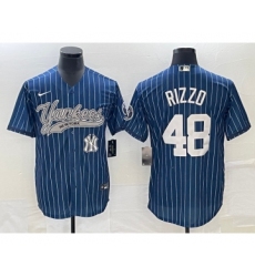 Men's New York Yankees #48 Anthony Rizzo Navy Cool Base Stitched Baseball Jersey