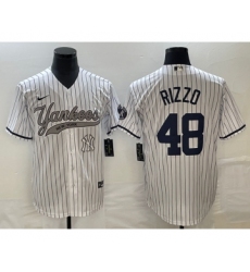 Men's New York Yankees #48 Anthony Rizzo White Cool Base Stitched Baseball Jersey