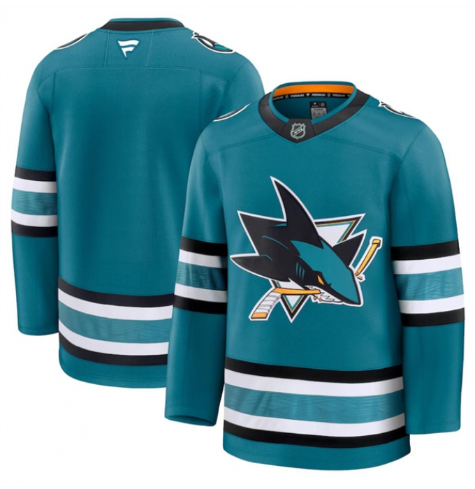 Men's San Jose Sharks Blank Teal 2024-25 Home Stitched Hockey Jersey