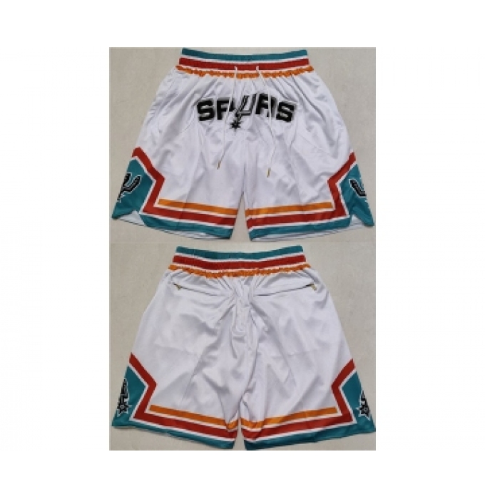 Men's San Antonio Spurs White Shorts (Run Smaller)