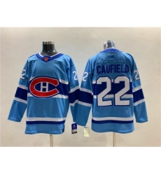 Men's Montreal Canadiens #22 Cole Caufield 2022-23 Reverse Retro Stitched Jersey