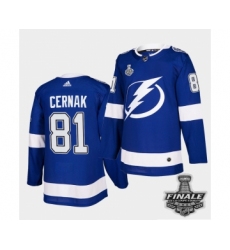 Men's Adidas Lightning #81 Erik Cernak Blue Home Authentic 2021 Stanley Cup Jersey