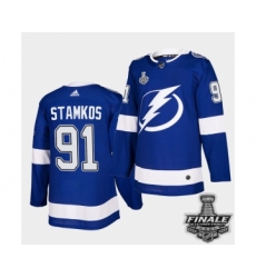 Men's Adidas Lightning #91 Steven Stamkos Blue Authentic 2021 Stanley Cup Jersey