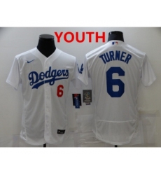 Youth Los Angeles Dodgers #6 Trea Turner White Stitched MLB Flex Base Nike Jersey