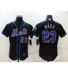 Men's Nike New York Mets #23 Javier Báez Black Elite Authentic Baseball Jersey