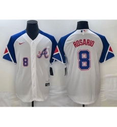 Men's Atlanta Braves #8 Eddie Rosario Number White 2023 City Connect Cool Base Stitched Jersey1