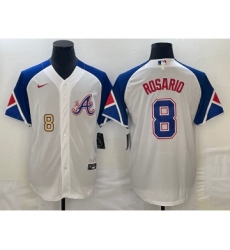 Men's Atlanta Braves #8 Eddie Rosario Number White 2023 City Connect Cool Base Stitched Jerseys