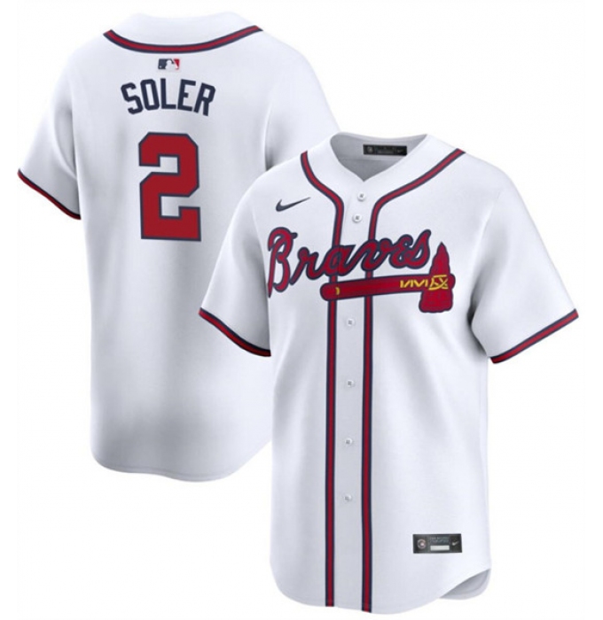 Men's Atlanta Braves #2 Jorge Soler White 2024 Home Limited Stitched Baseball Jersey