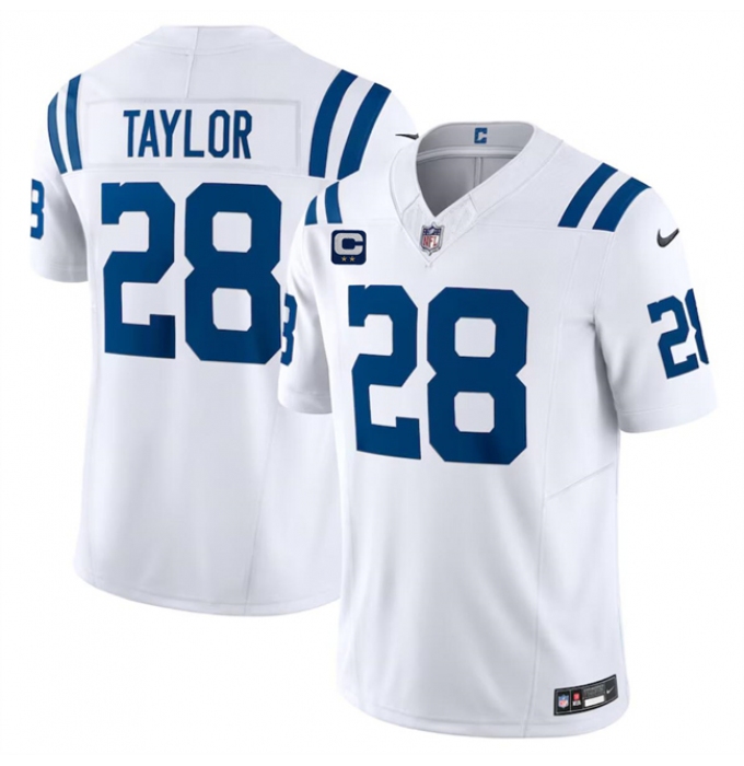 Men's Indianapolis Colts #28 Jonathan Taylor White 2024 F.U.S.E. With 2-Star C Vapor Limited Stitched Football Jersey