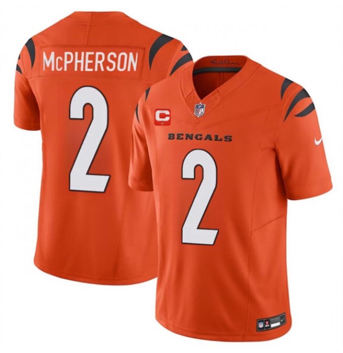 Men's Cincinnati Bengals #2 Evan McPherson Orange 2024 F.U.S.E With 1-star C Vapor Untouchable Limited Football Stitched Jersey