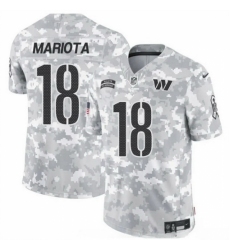 Men's Washington Commanders 18 Marcus Mariota 2024 F U S E Arctic Camo Salute To Service Limited Stitched Football Jersey