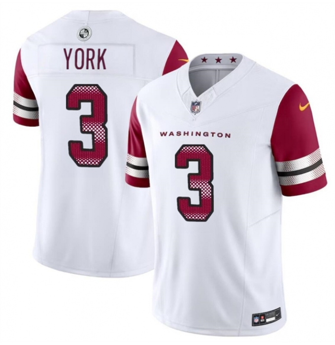 Men's Washington Commanders #3 Cade York White 2024 F.U.S.E Vapor Limited Football Stitched Jersey