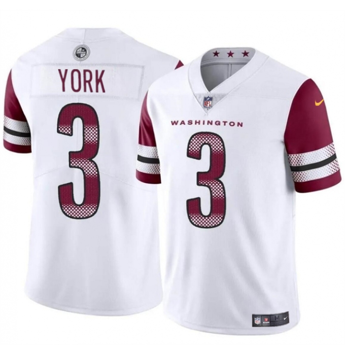 Men's Washington Commanders #3 Cade York White 2024 Vapor Limited Football Stitched Jersey