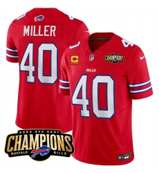 Men's Buffalo Bills #40 Von Miller Red 2023 F.U.S.E. AFC East Champions With 4-star C Football Stitched Jersey