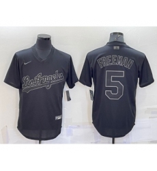 Men's Los Angeles Dodgers #5 Freddie Freeman Black Pullover Turn Back The Clock Stitched Cool Base Jersey