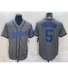 Men's Los Angeles Dodgers #5 Freddie Freeman Grey Gridiron Cool Base Stitched Baseball Jersey