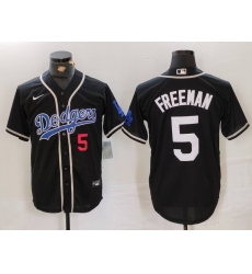 Men's Los Angeles Dodgers #5 Freddie Freeman Number Black Cool Base With Stitched Jersey