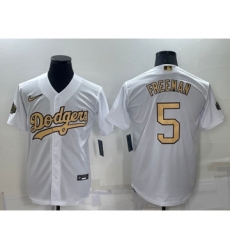 Men's Los Angeles Dodgers #5 Freddie Freeman White 2022 All Star Stitched Cool Base Nike Jersey