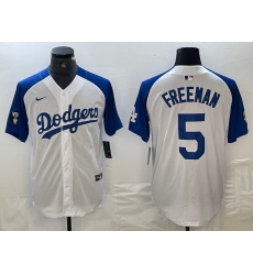 Men's Los Angeles Dodgers #5 Freddie Freeman White Blue Fashion Stitched Cool Base Limited Jerseys