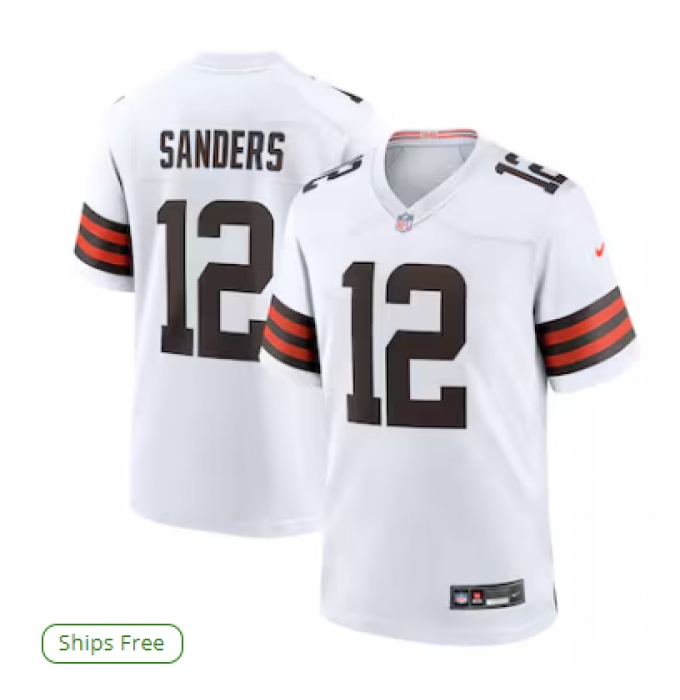 Men's Cleveland Browns #12 Shedeur Sanders Nike White 2025 NFL Draft Game Jersey