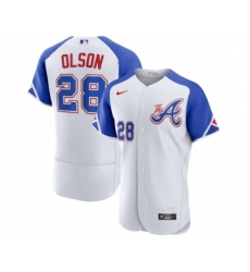 Men's Atlanta Braves #28 Matt Olson White 2023 City Connect Flex Base Stitched Jersey