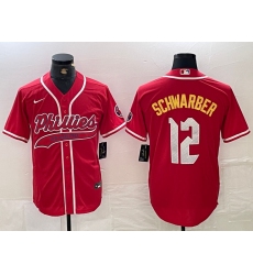 Men's Philadelphia Phillies #12 Kyle Schwarber Red 2024 City Connect Limited Stitched Jersey