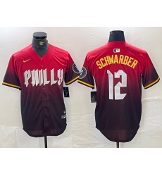 Men's Philadelphia Phillies #12 Kyle Schwarber Red 2024 City Cool Base Jersey