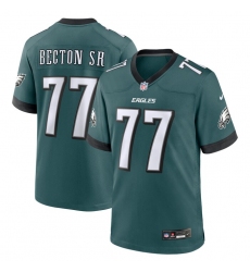 Men's Philadelphia Eagles #77 Mekhi Becton Sr. Midnight Green Nike Game Jersey