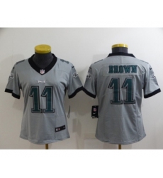 Women's Philadelphia Eagles #11 A. J. Brown Grey Vapor Untouchable Limited Stitched Football Jersey(Run Small)