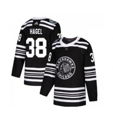 Men's Chicago Blackhawks #38 Brandon Hagel Adidas Authentic 2019 Winter Classic Black Jersey