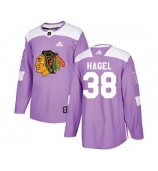 Men's Chicago Blackhawks #38 Brandon Hagel Adidas Authentic Fights Cancer Practice Purple Jersey