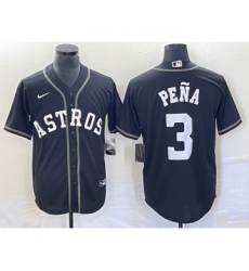 Men's Houston Astros #3 Jeremy Pena Black Cool Base Stitched Baseball Jersey