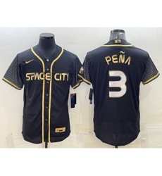 Men's Houston Astros #3 Jeremy Pena Black Gold Flex Base Stitched Jersey