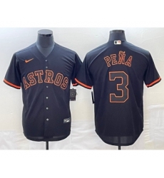 Men's Houston Astros #3 Jeremy Pena Lights Out Black Fashion Stitched MLB Cool Base Nike Jersey